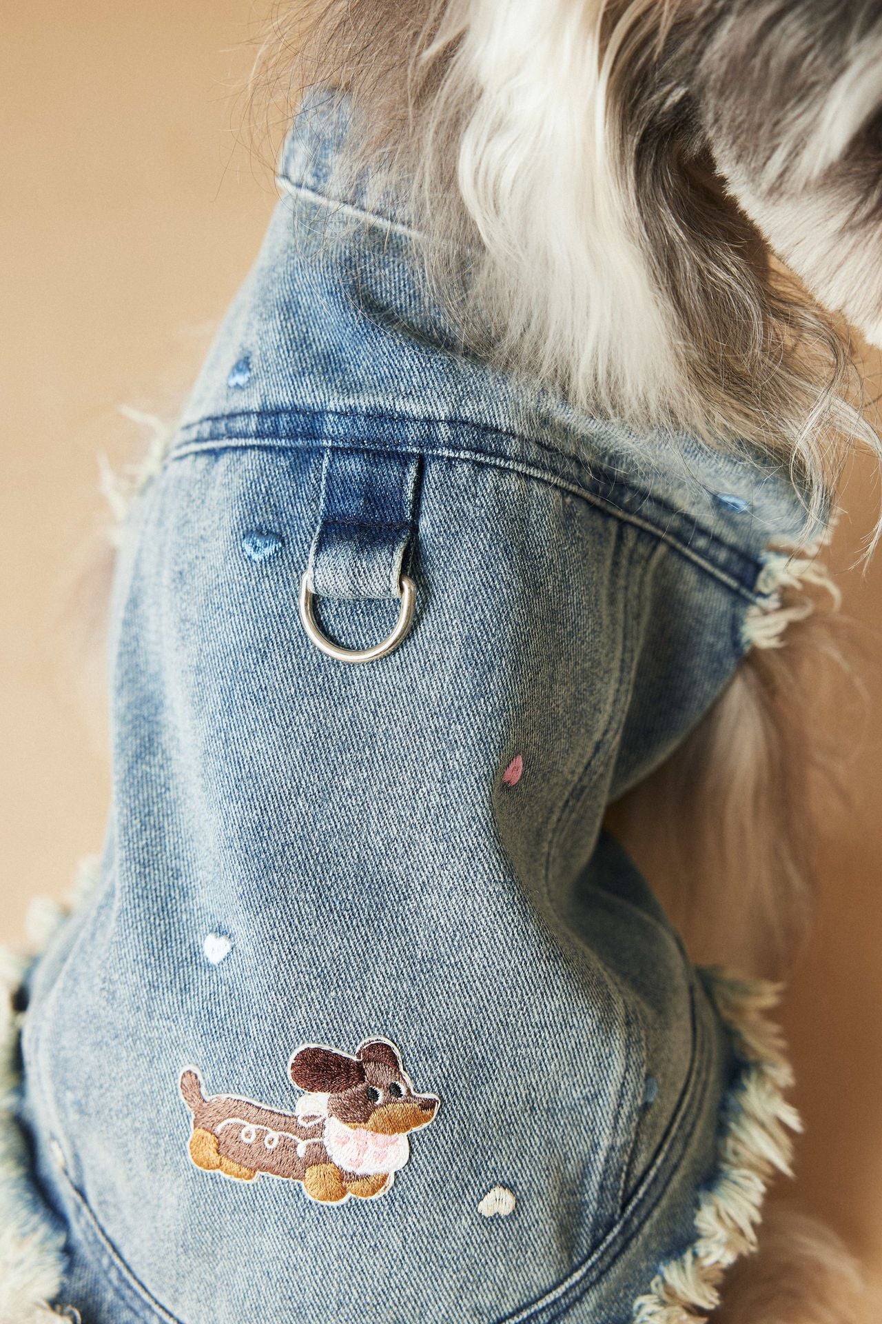 Pet Sleeveless Denim Jacket with D ring