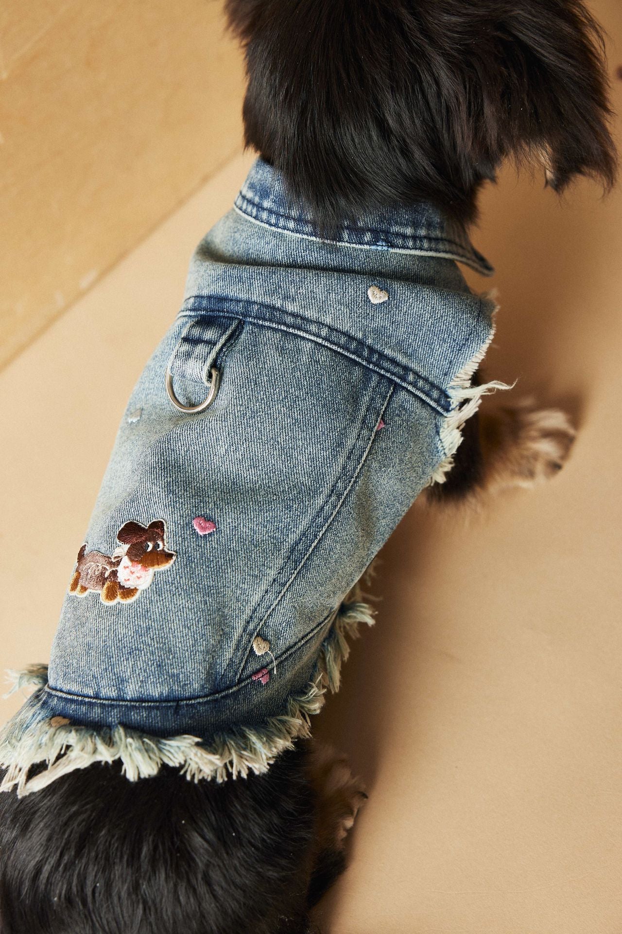 Pet Sleeveless Denim Jacket with D ring
