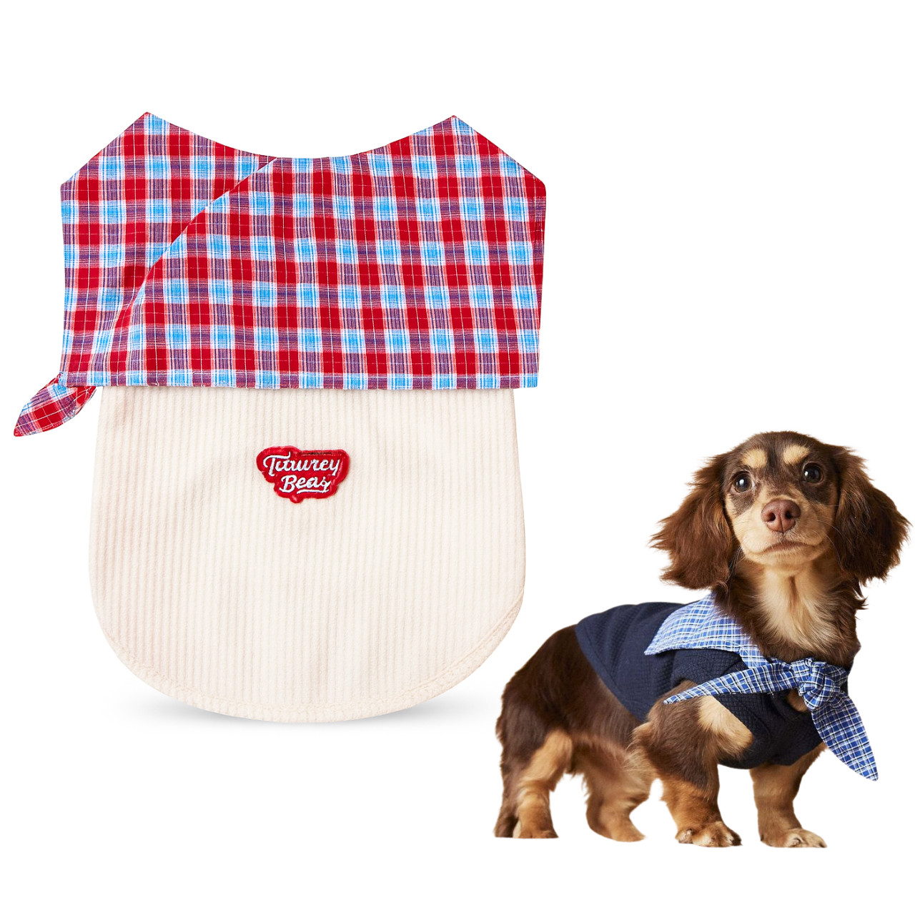 Knitted Dog Clothes with Plaid Sailor Collar – Soft, Breathable & Stretchy Dog T Shirt, Comfy Pet Outfit for Small and Medium Dogs