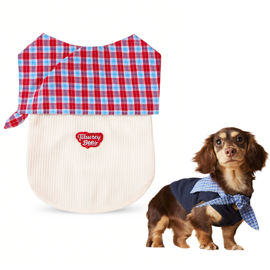 Knitted Dog Clothes with Plaid Sailor Collar – Soft, Breathable & Stretchy Dog T Shirt, Comfy Pet Outfit for Small and Medium Dogs