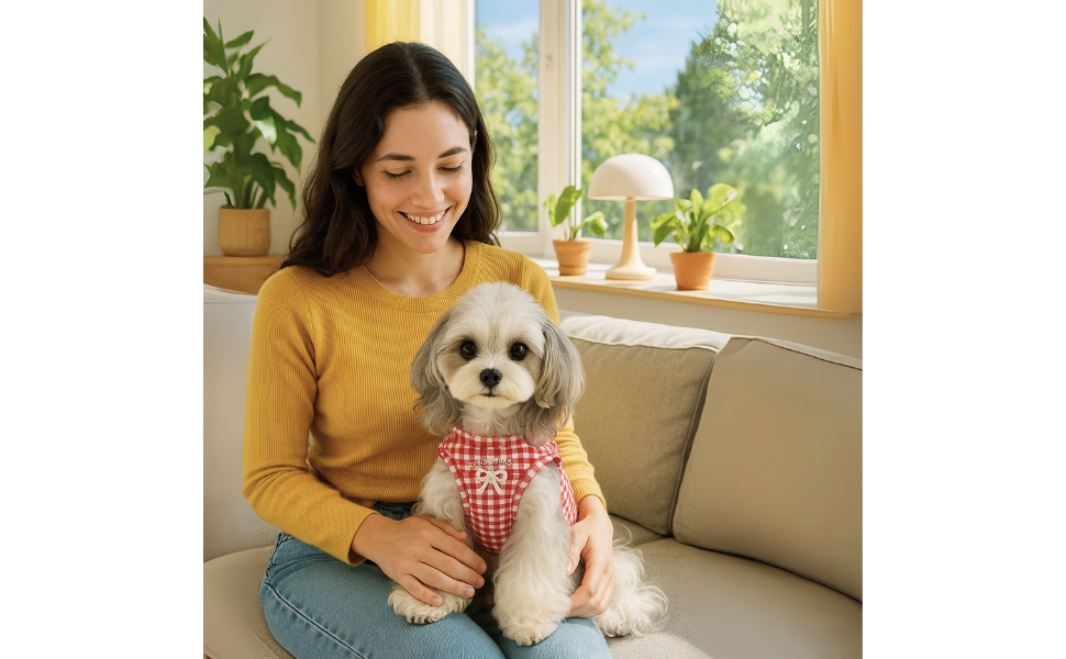 Red Gingham Dog Dress with Bow – Cute Checkered Outfit for Small Dogs