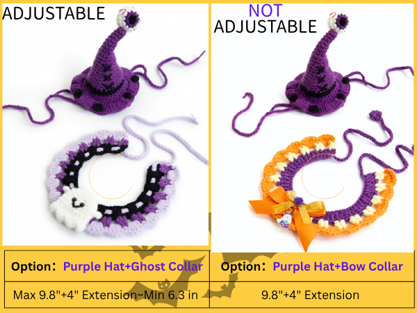 Halloween Pet Costume Set – Handmade Crochet Witch Hat and Collar with Spider Charm, Halloween Dog Cat Outfit Accessories for Party & Dress Up