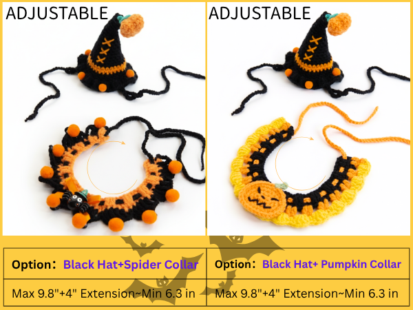 Halloween Pet Costume Set – Handmade Crochet Witch Hat and Collar with Spider Charm, Halloween Dog Cat Outfit Accessories for Party & Dress Up