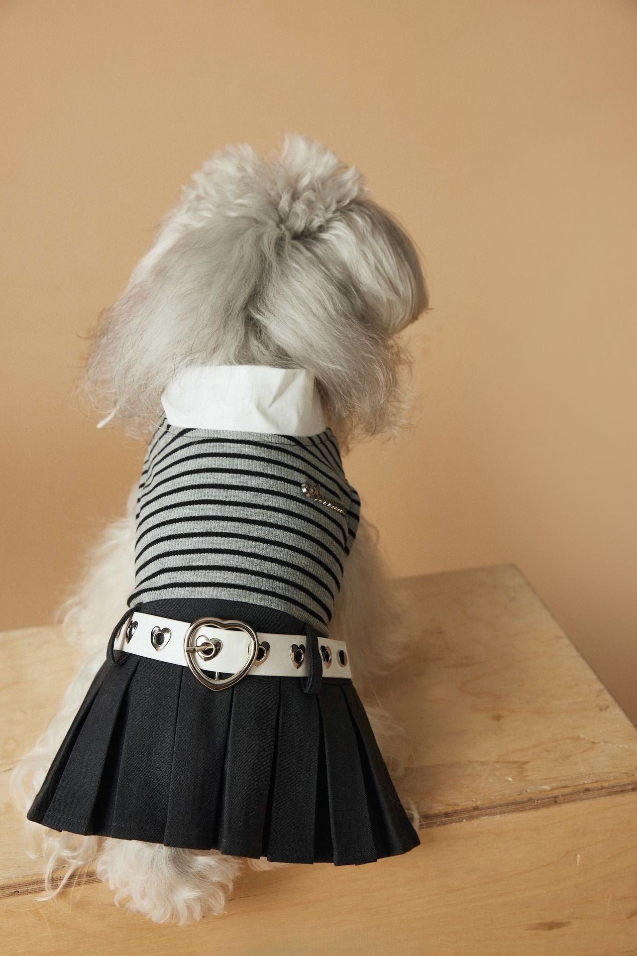 One Piece Fashion Sripe Pleated Skirt with Belt