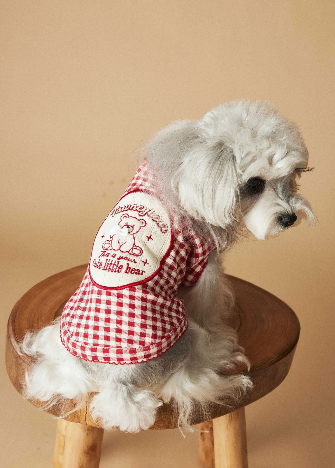 Red Gingham Dog Dress with Bow – Cute Checkered Outfit for Small Dogs