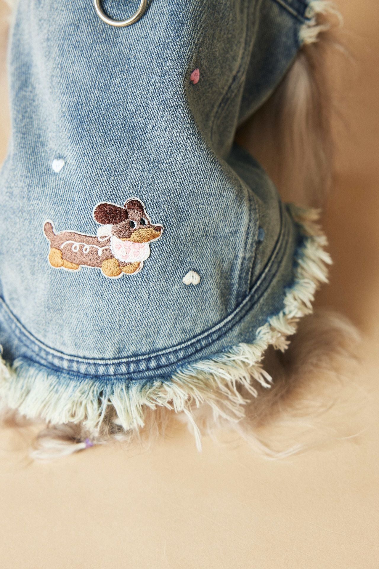 Pet Sleeveless Denim Jacket with D ring