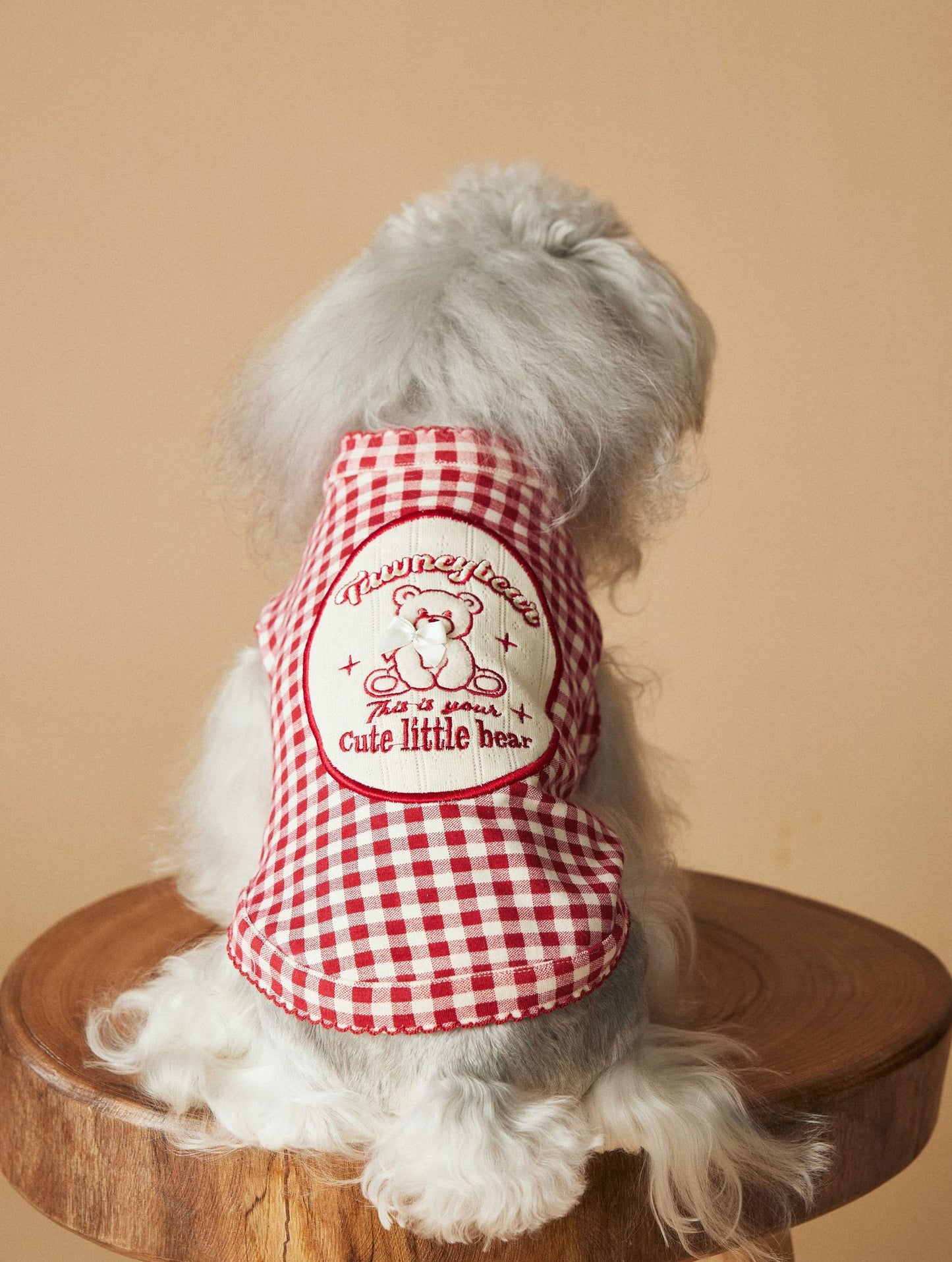 Red Gingham Dog Dress with Bow – Cute Checkered Outfit for Small Dogs