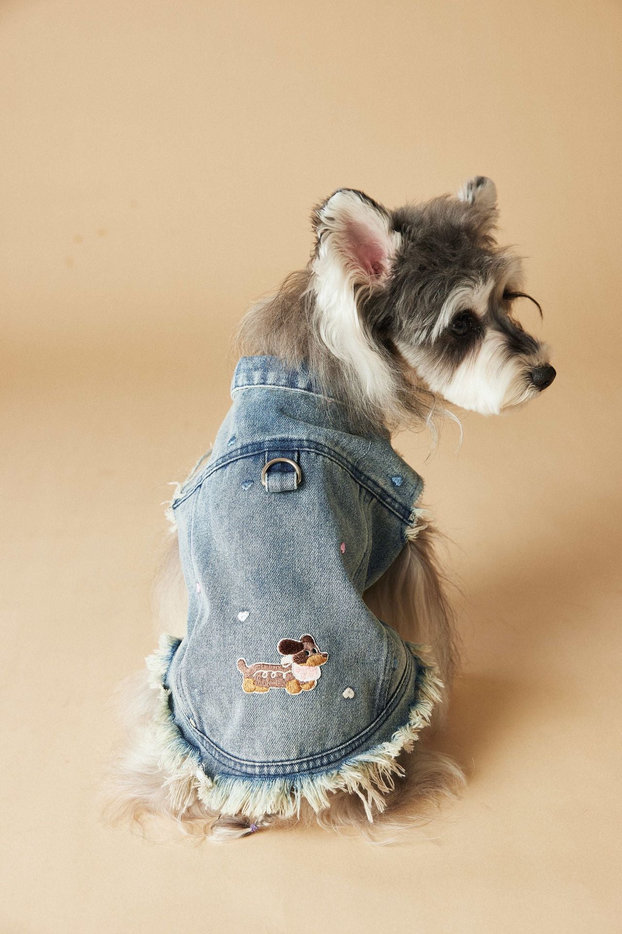 Pet Sleeveless Denim Jacket with D ring