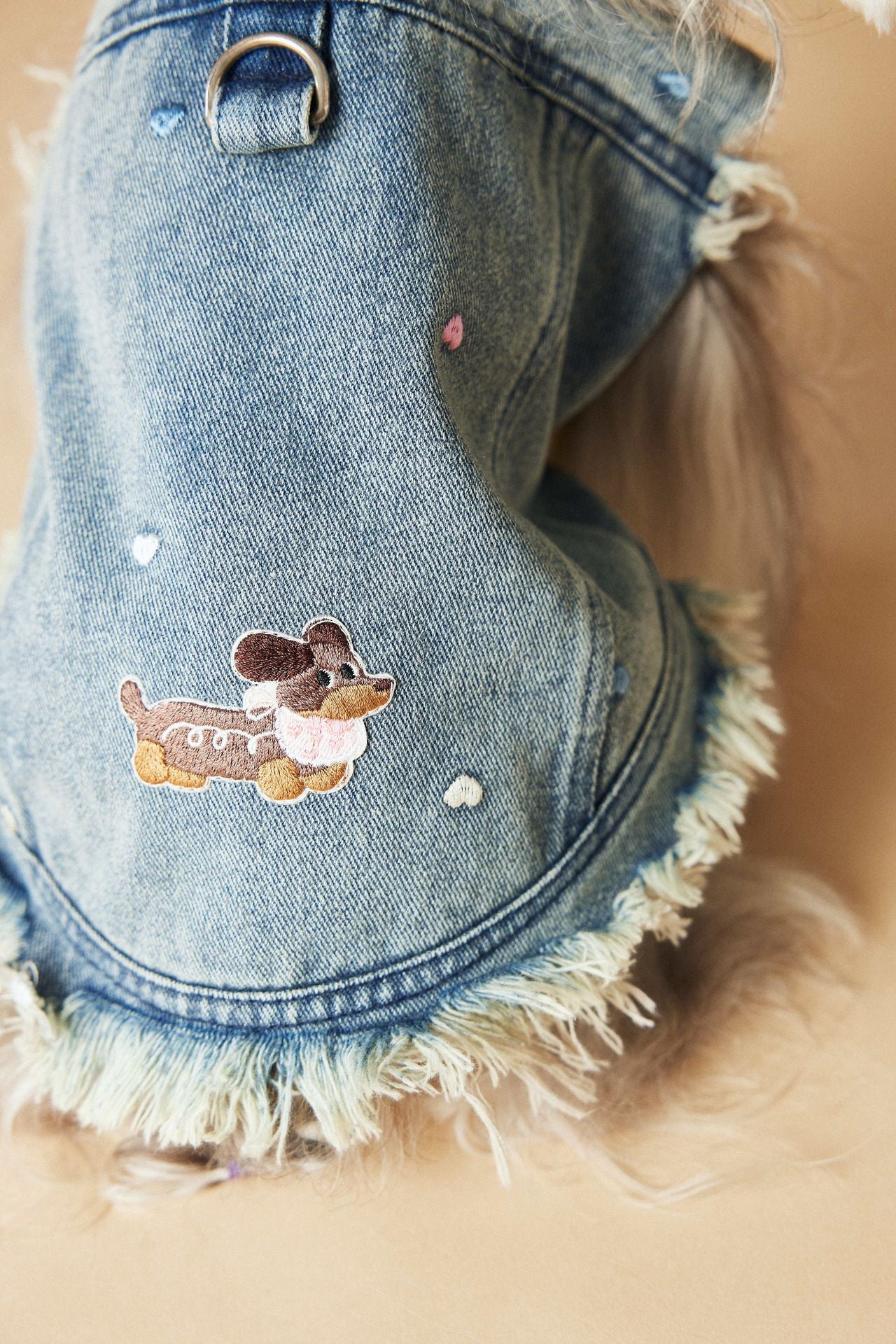 Pet Sleeveless Denim Jacket with D ring